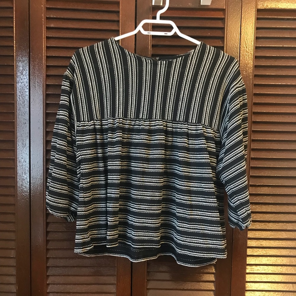 Zara Girls Navy Striped Blouse